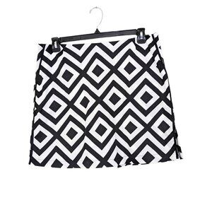 Golftini Womens 16L Skort Golf Skirt Athletic Black White Diamond Cotton Stretch